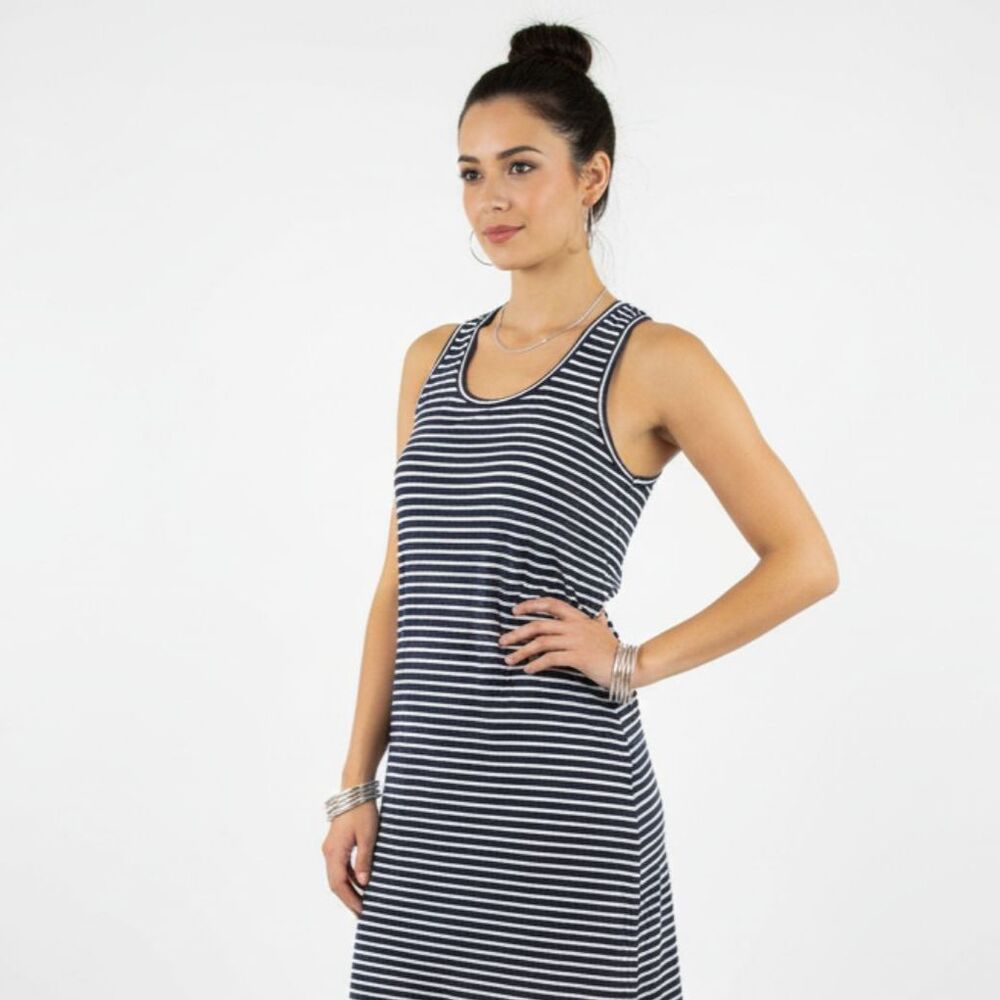 Everlane 100%ā Linen Blue & White Striped Sleeveless Racerback Tank Dress XXS